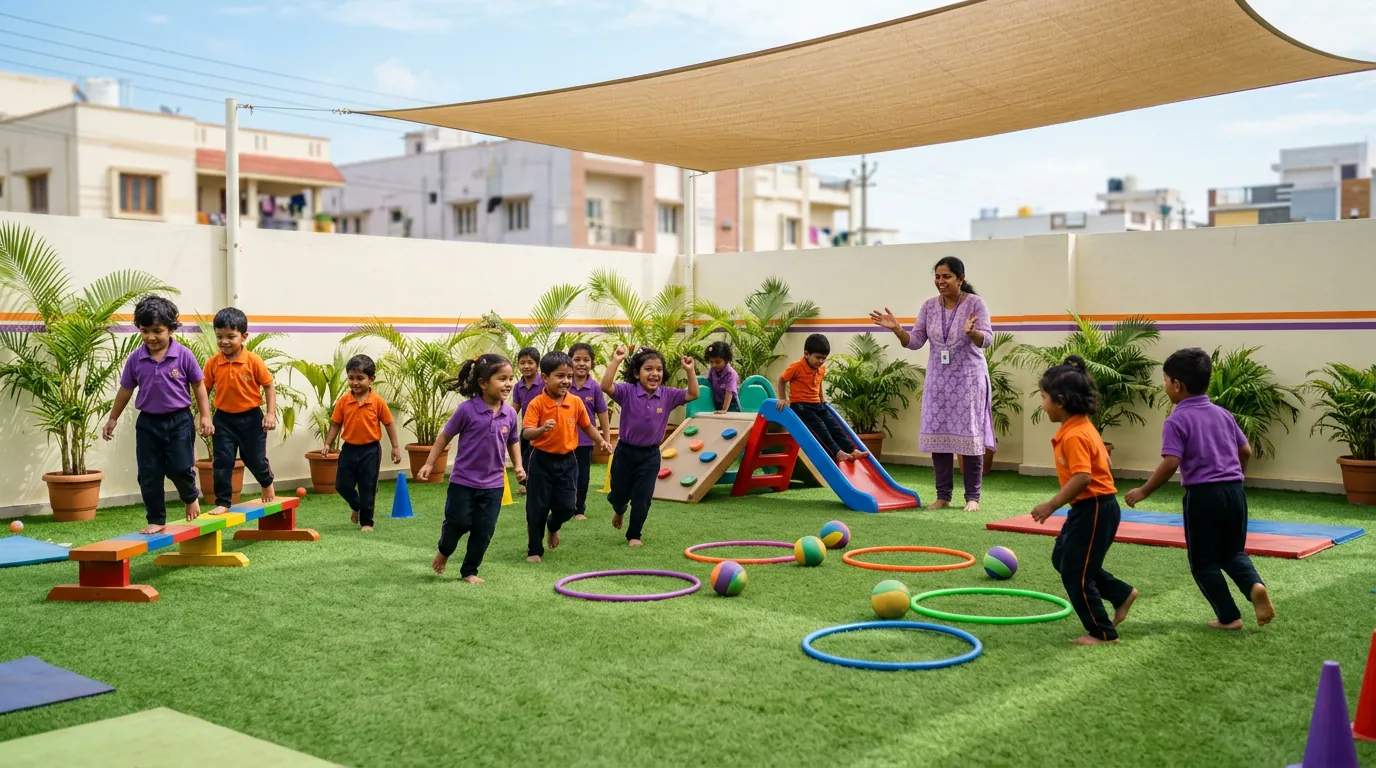 2,000 sq ft green outdoor play area