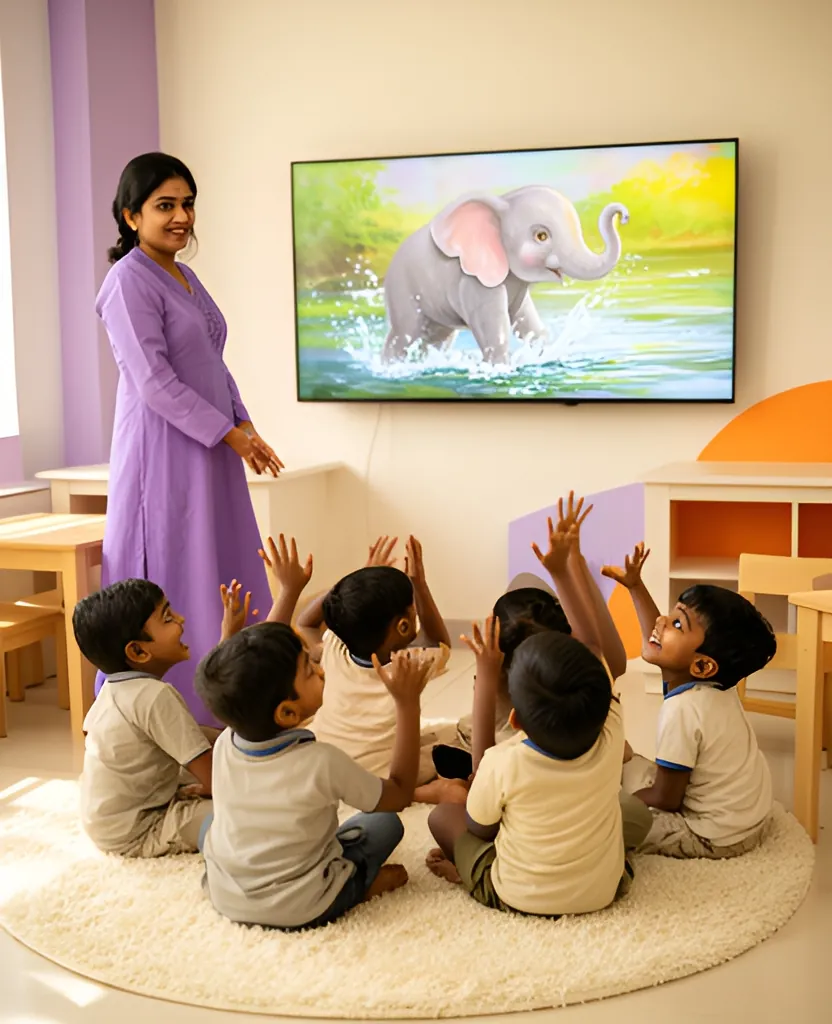 Picture story time with an illustrated elephant story